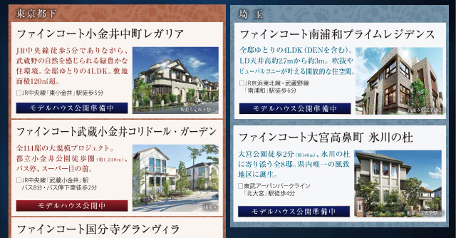 モデルハウス公開中!ぜひ、各物件の現地をご覧下さい。