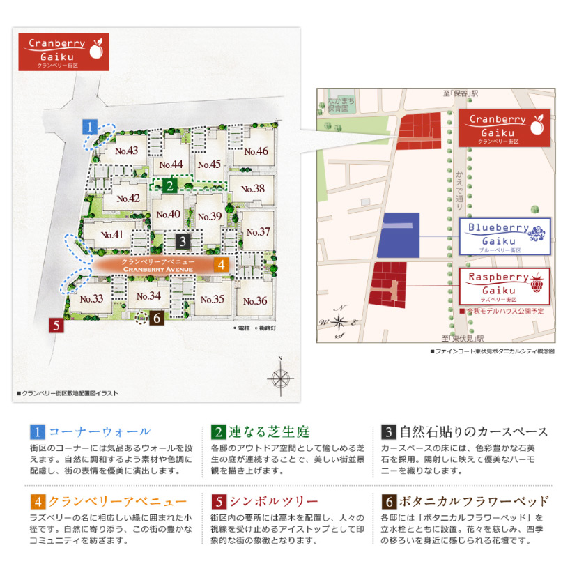 クランベリー街区敷地配置図イラスト