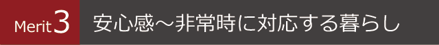 Merit3 安心感～非常時に対応する暮らし