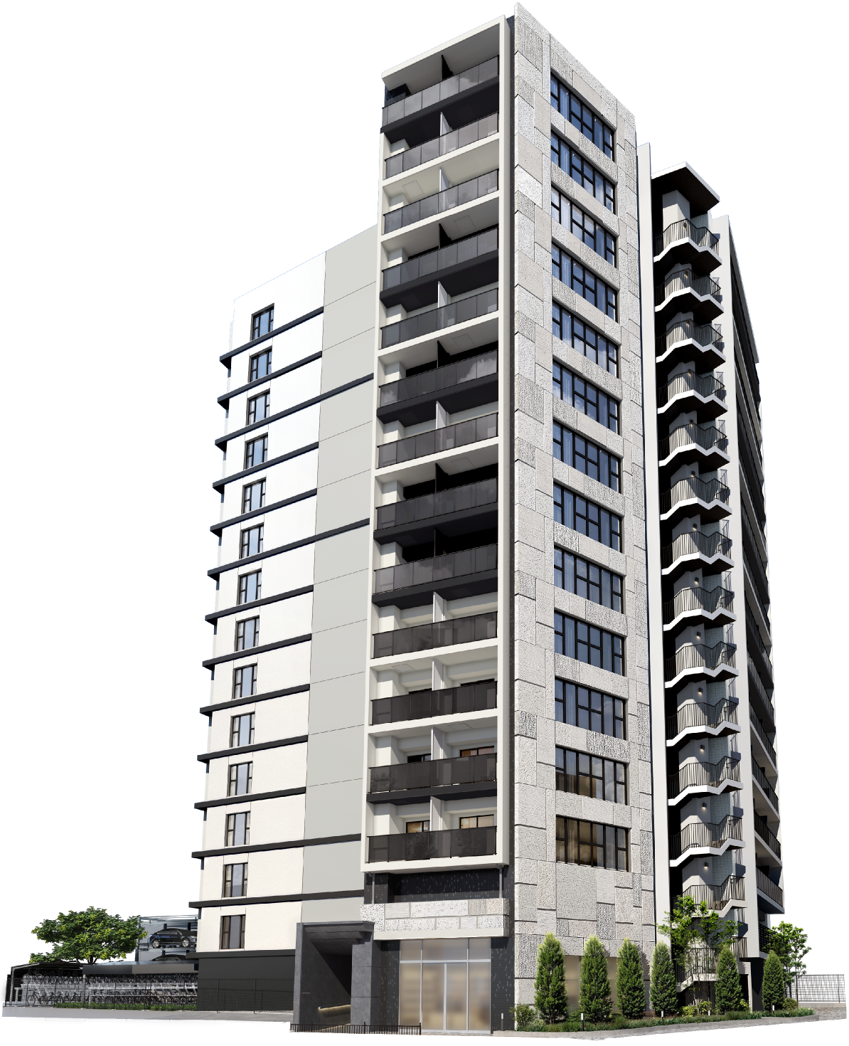 外観完成予想CG ※敷地内のみを表現