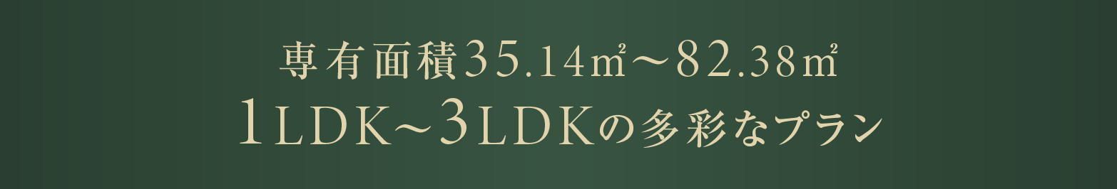 専有面積35.14㎡〜82.38㎡
                1LDK〜3LDKの多彩なプラン