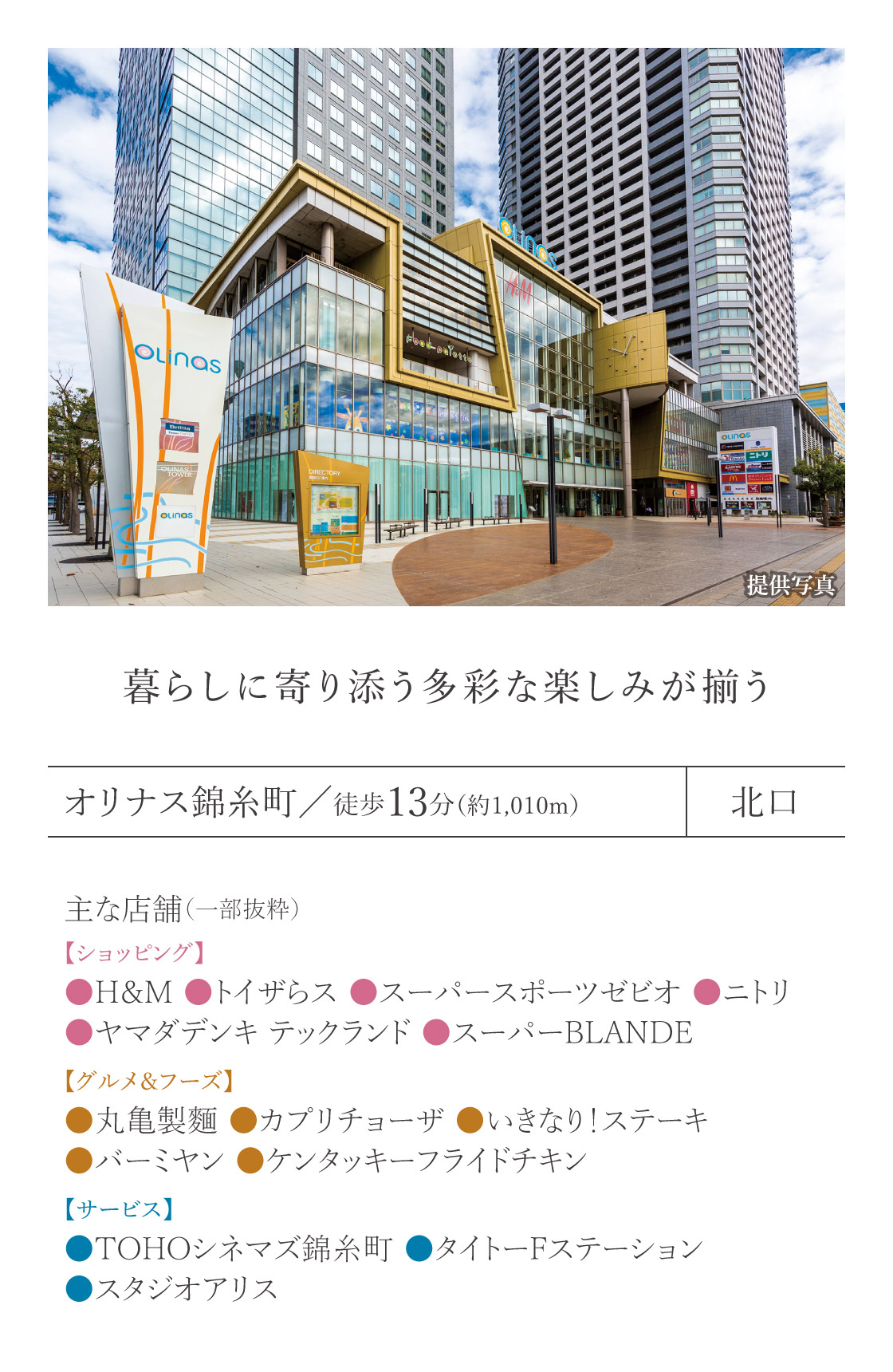 日常を彩る施設（構造変更前）｜パークホームズ錦糸町北斎通り｜三井